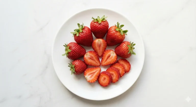 תות שדה טרי וחתוך על רקע בהיר – תמונת רקע צבעונית לפוסט על תות לתינוקות