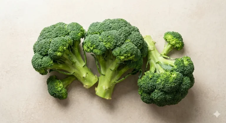 ברוקולי טרי מצולם באור טבעי, מושלם כתמונת רקע למאמר על מזון לתינוקות.