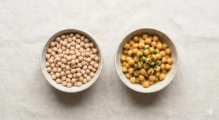 גרגרי חומוס יבשים על רקע נקי ובהיר