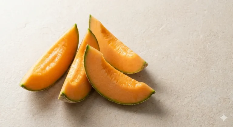 פרוסות מלון כתום טרי על רקע נקי