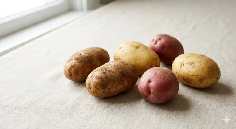 תפוח אדמה טרי על רקע נקי ובהיר