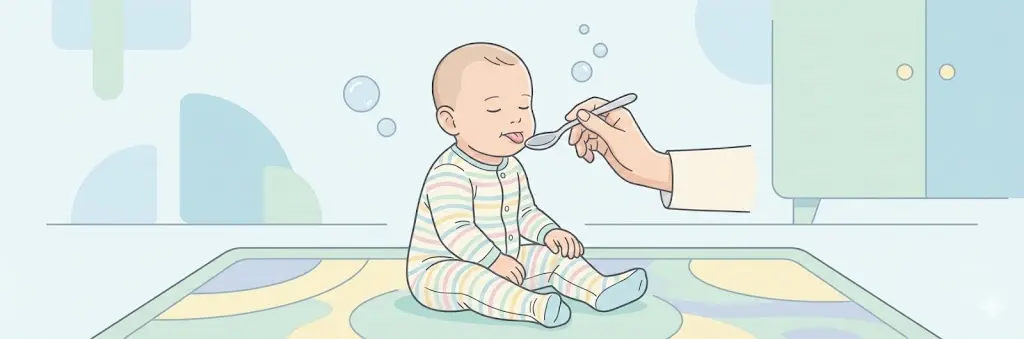 איור המדגים רפלקס דחיקת לשון עם כפית ריקה