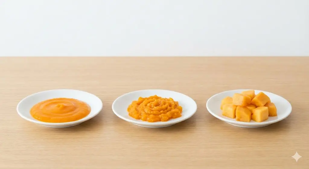 אפרסמון לתינוקות – דרכי הגשה לפי גיל: מחית, מעוך וקוביות