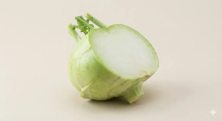 קולרבי ירוק חתוך לחצי על רקע נקי