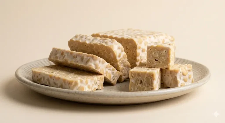 טמפה חתוך לקוביות על רקע נקי